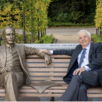 John Dirks at the JJR Macleod memorial statue, Aberdeen