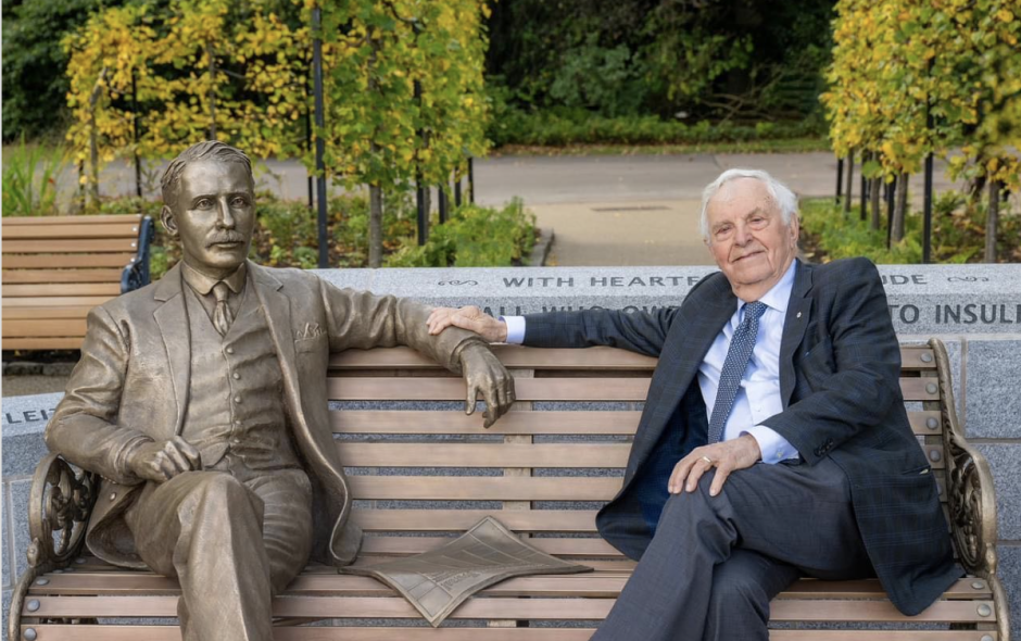 John Dirks at the JJR Macleod memorial statue, Aberdeen